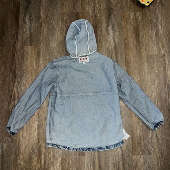 Vintage Guess Denim Quarter zip Pullover Sz Large Light Wash 80s/90s - Picture 9 of 14